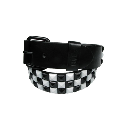Bullet 69 Funky Punk - 3 row check pyramid Ceinture - Noir/Blanc